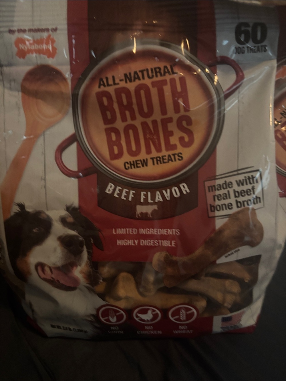 All-Natural Broth Bones Beef Flavor Dog Chew Treats - Brown
